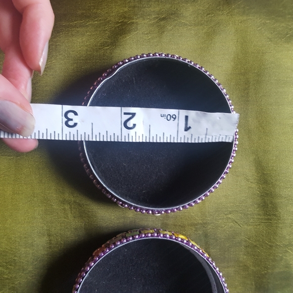 Vintage Trinket jewellery ring Box Bedazzled boho chic Kitsch Mardi Gras style - Picture 3 of 10